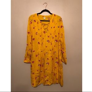 Plus Floral Long-Sleeve Skater Dress